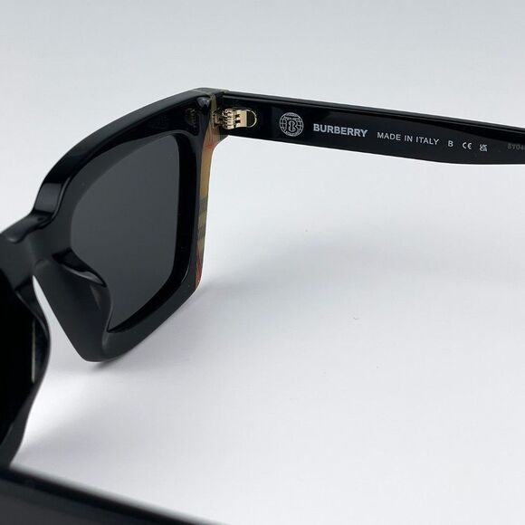 Burberry BE4392U BRIAR 405587 Sunglasses Black Check Dark Grey Cat Eye Women